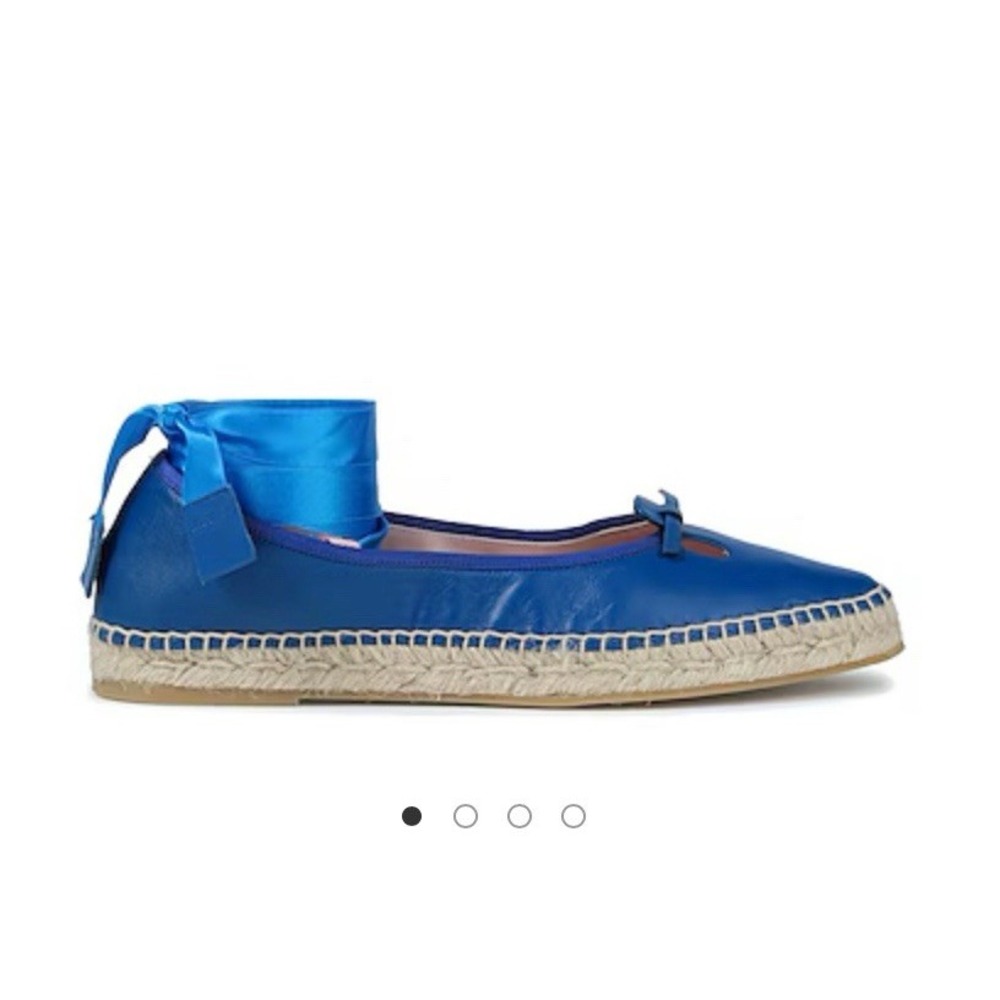 Marc Jacobs Mouse Espadrille Flats Womens 36 Blue Like New Satin Spain Ankle Tie